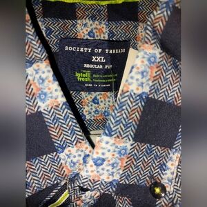 Society of Threads Navy and White Plaid Shirt XXL